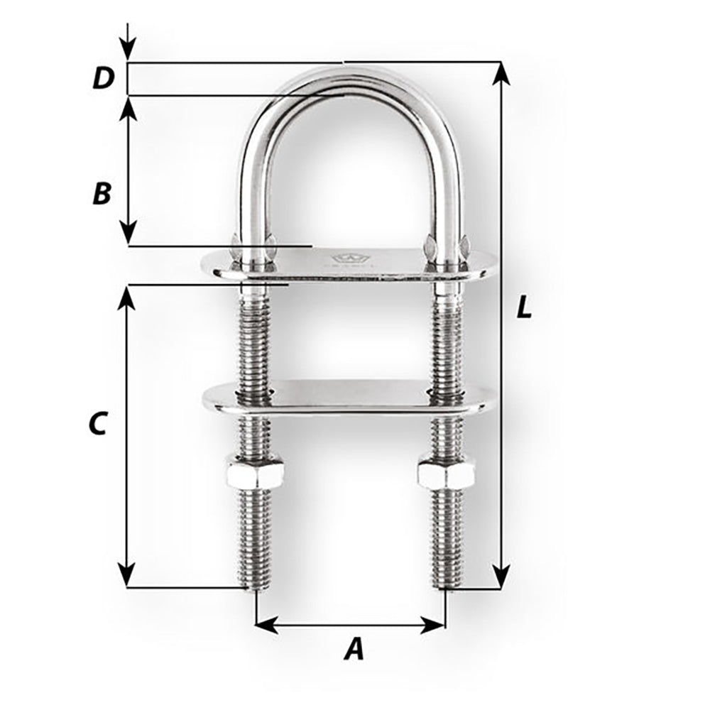 Wichard U-Bolt Pad Eye - 5mm Diameter - 13/64" - 60mm Length - 2-23/64" [06512]